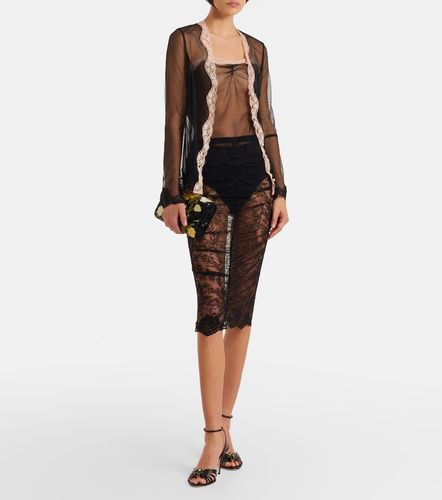 Top in rete trasparente con pizzo - Valentino - Modalova