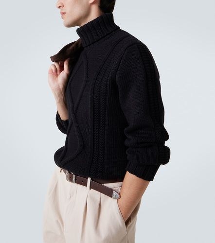 Cable-knit cashmere turtleneck sweater - Brunello Cucinelli - Modalova