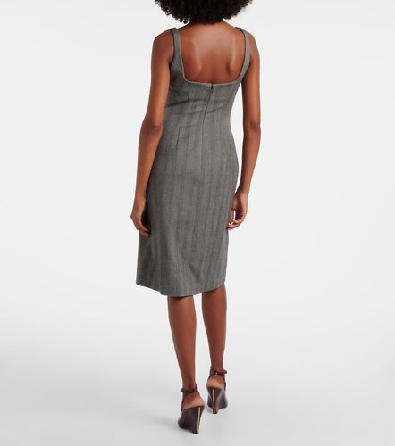 Vestido midi en mezcla de lana con espiga - Ferragamo - Modalova