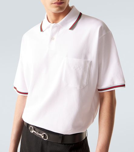 Web Stripe cotton-blend pique polo shirt - Gucci - Modalova