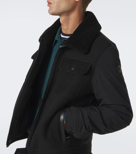 Shearling-trimmed suede down jacket - Moncler - Modalova