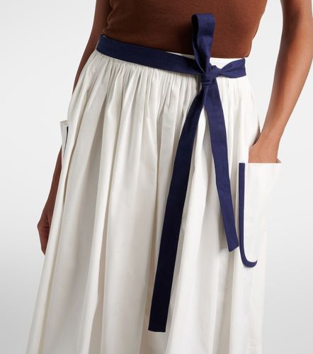 Falda midi de algodón y lino con cinturón - Prada - Modalova