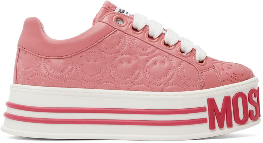 Pink Smiley Platform Sneakers - Moschino - Modalova