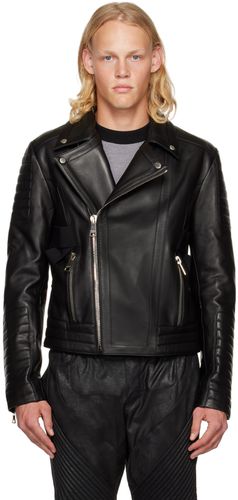 Black Paneled Leather Jacket - Balmain - Modalova