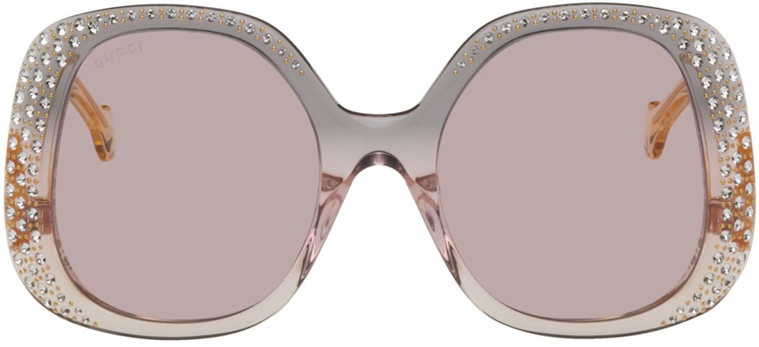 Pink & Gray Oversized Interlocking G Sunglasses - Gucci - Modalova