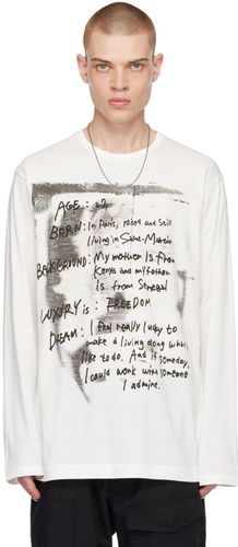 White Printed Long Sleeve T-Shirt - Yohji Yamamoto - Modalova