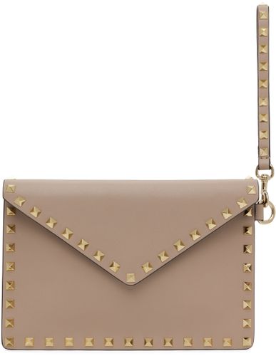 Taupe Rockstud Pouch - Valentino Garavani - Modalova