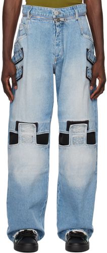 Balmain Blue Velcro Strips Jeans - Balmain - Modalova