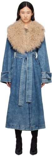Blue Faded Denim Trench Coat - Blumarine - Modalova