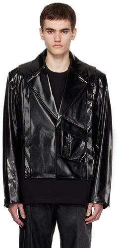 Cropped Faux-Leather Jacket - Feng Chen Wang - Modalova