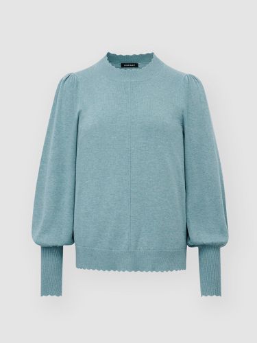 Cotton blend sweater with puff sleeves and scalloped hem - REPEAT cashmere - Modalova