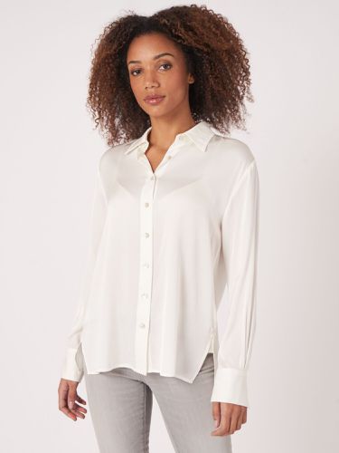 Silk shirt with chest pocket and side slits - REPEAT cashmere - Modalova