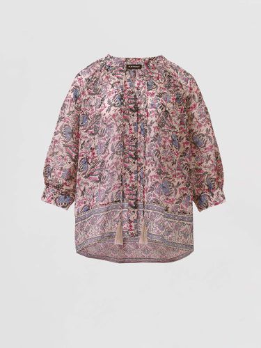 Loose fit blouse with floral print - REPEAT cashmere - Modalova