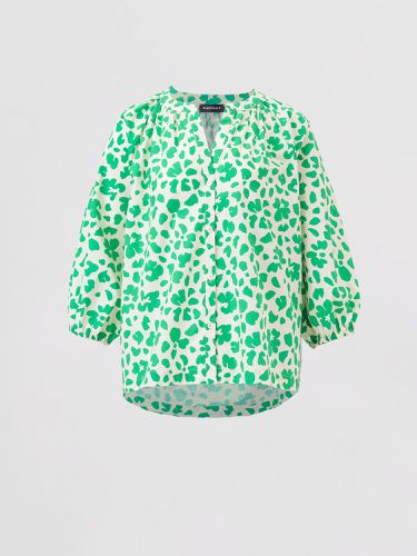 Puff sleeve cotton blouse with floral print - REPEAT cashmere - Modalova