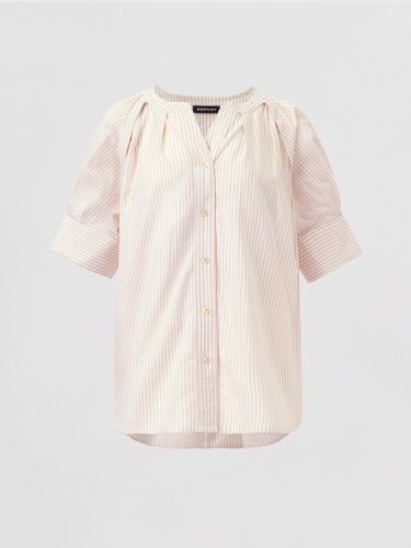 Linen blend blouse with stripe print - REPEAT cashmere - Modalova