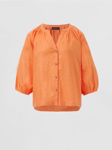 Buttoned linen puff sleeve blouse - REPEAT cashmere - Modalova