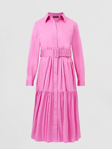 Tiered cotton blend shirt dress with belt - REPEAT cashmere - Modalova