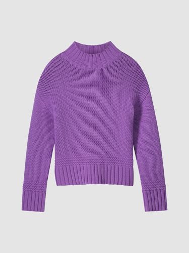 Stand collar sweater with ribbed hem with fancy knit details - REPEAT cashmere - Modalova