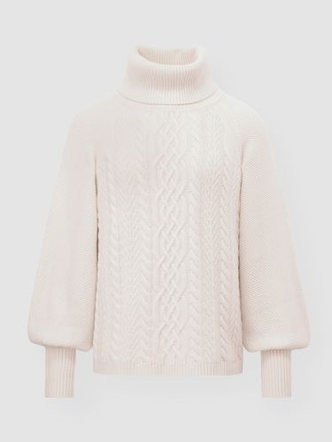 Chunky cable knit turtleneck pullover with puff sleeves - REPEAT cashmere - Modalova