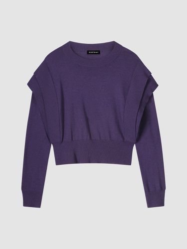 Cropped merino wool sweater with shoulder detail - REPEAT cashmere - Modalova