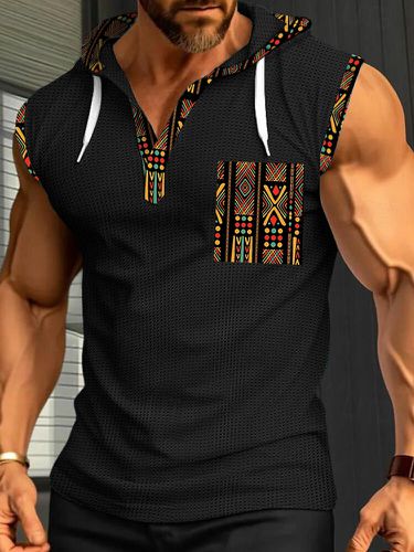 Camisetas sin mangas con capucha y cordón con estampado geométrico étnico para hombre - ChArmkpR - Modalova