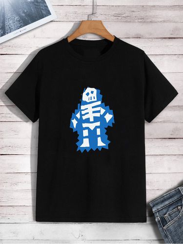 Camisetas informales de manga corta para hombre con estampado de esqueleto de dibujos animados Cuello invierno - ChArmkpR - Modalova