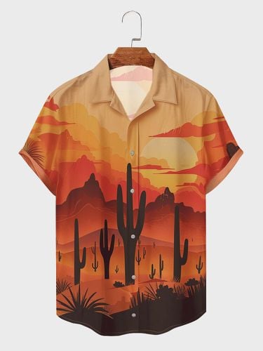 Mens Plants Desert Landscape Print Short Sleeve Shirts - ChArmkpR - Modalova