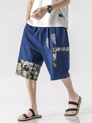 Pantalones cortos sueltos casuales con estampado de ondas para hombre - ChArmkpR - Modalova