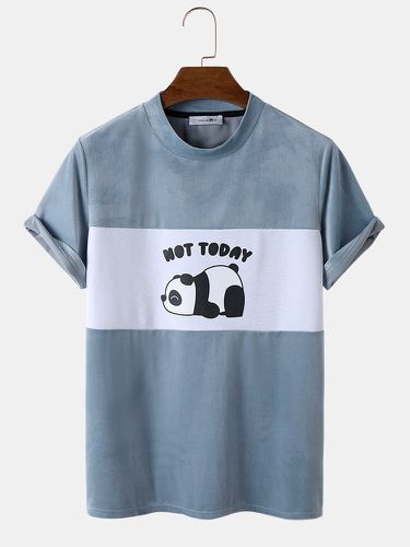 Mens Cartoon Panda Letter Print Texture Short Sleeve T-Shirts - ChArmkpR - Modalova