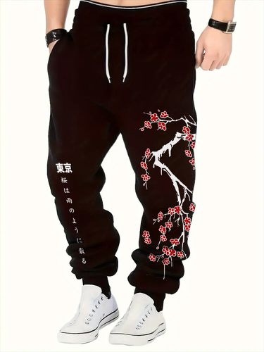 Cintura con cordón y estampado de flores de cerezo japonesas de Tokio para hombre Pantalones - ChArmkpR - Modalova
