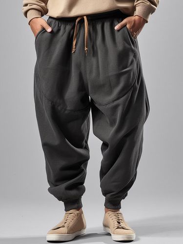 Pantalones deportivos de cintura con cordón sueltos informales sólidos para hombre con bolsillo - ChArmkpR - Modalova