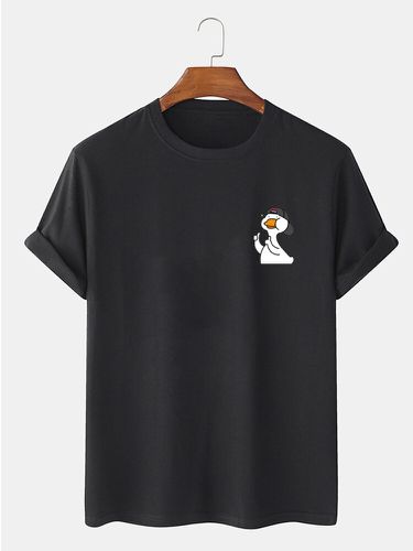 Camisetas de manga corta con estampado de pecho de animales de dibujos animados para hombre Cuello Invierno - ChArmkpR - Modalova