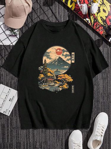 Camisetas de manga corta con estampado de paisaje japonés para hombre Cuello - ChArmkpR - Modalova