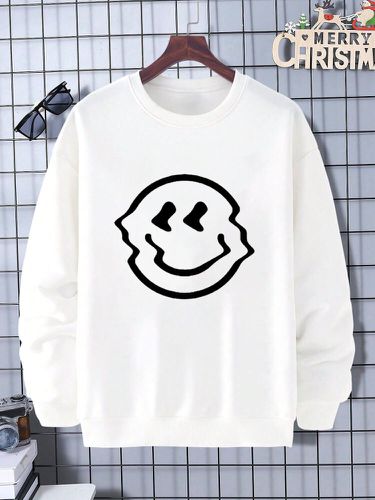 Mens Funny Smile Graphic Crew Neck Casual Pullover Sweatshirts Winter - ChArmkpR - Modalova