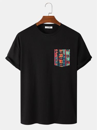 Hombre Colorful Geo Print Patched Pocket Camisetas sueltas de manga corta - ChArmkpR - Modalova