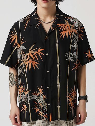 Mens Bamboo Print Casual Short Sleeve Shirts - ChArmkpR - Modalova