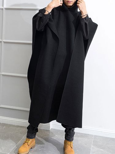 Mens Gothic Baggy Hooded Poncho Long Cloak Overcoat - INCERUN - Modalova