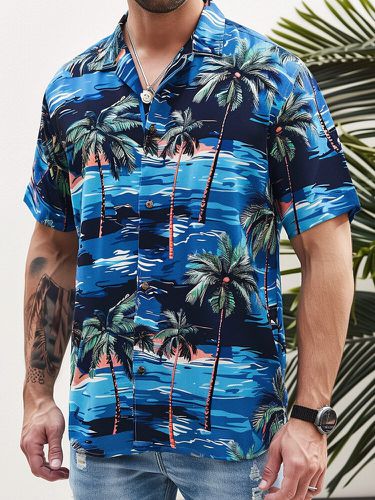 Camisas casuales de manga corta con estampado de paisaje tropical para hombre - ChArmkpR - Modalova