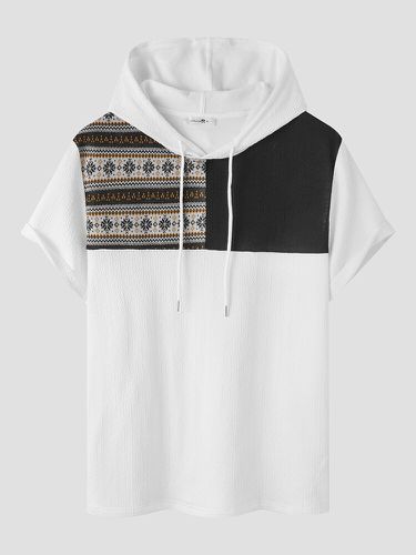 Hombres Étnico Patrón Textura de costura Camisetas de manga corta con capucha - ChArmkpR - Modalova
