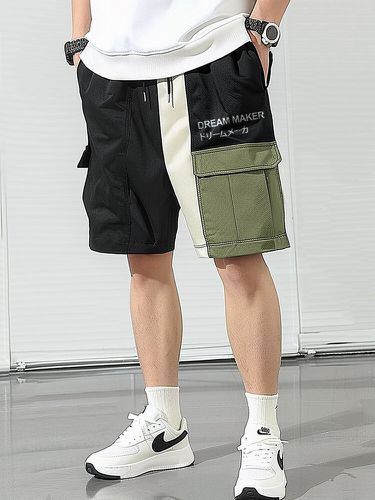 Pantalones cortos casuales con bolsillo y estampado de letras para hombre Carga - ChArmkpR - Modalova
