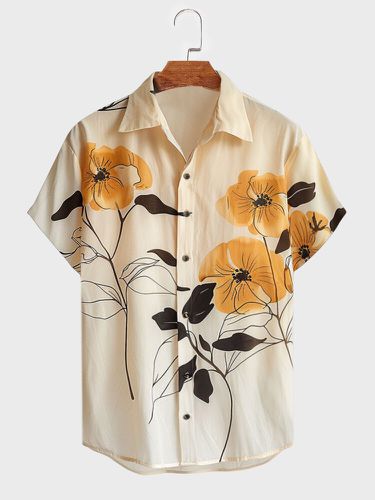 Camisas de manga corta con botones y solapa con estampado floral para hombre - ChArmkpR - Modalova