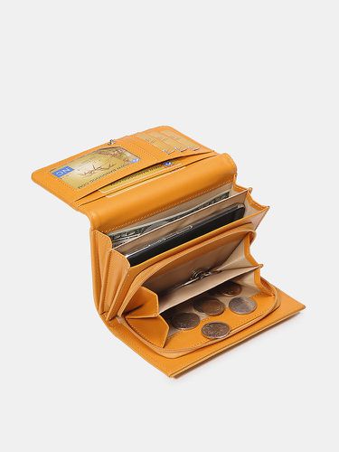Women Plain Trifold Wallet Card Holder Coin Purse Phone Bag - Brenice - Modalova