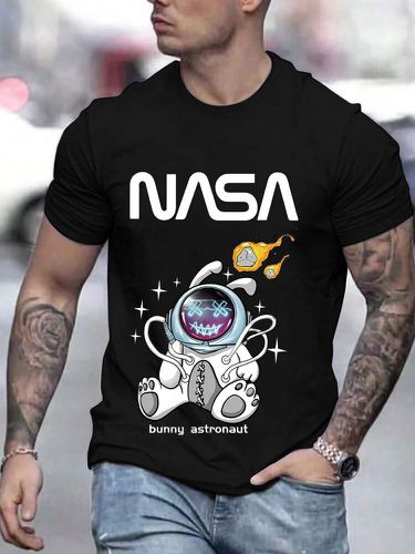 Camisetas informales de manga corta con astronauta de dibujos animados para hombre Patrón - ChArmkpR - Modalova