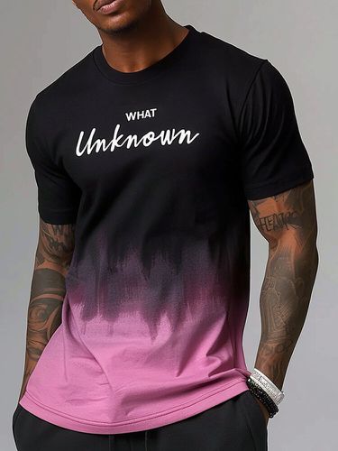 Camisetas informales de manga corta con estampado de letras Ombre para hombre Cuello - ChArmkpR - Modalova