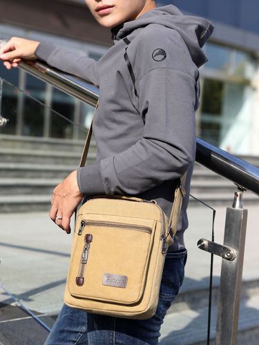 Hombre Lona Casual Color sólido Hombro simple Bolsa Bolso bandolera con múltiples compartimentos de gran capacida - Menico - Modalova