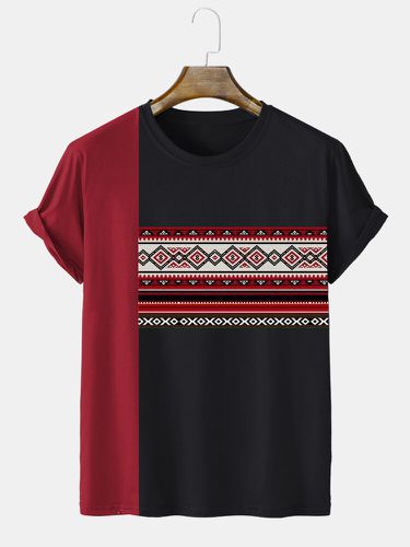 Camisetas de manga corta con estampado geométrico étnico para hombre Cuello - ChArmkpR - Modalova