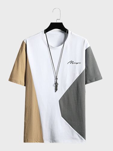 Camisetas informales de manga corta con estampado de bloques de color para hombre Cuello - ChArmkpR - Modalova