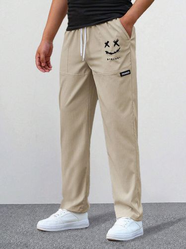 Bolsillos laterales con estampado de sonrisa para hombre Cintura con cordón Pantalones - ChArmkpR - Modalova