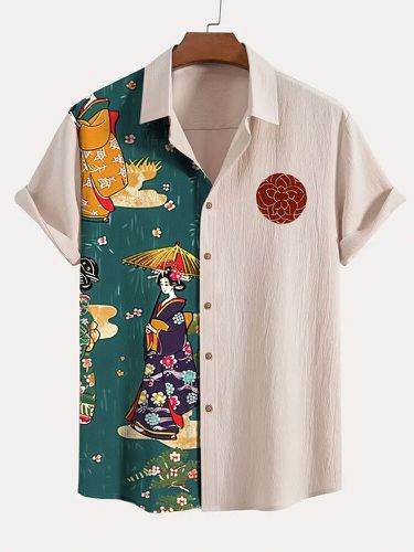 Camisas de manga corta con estampado floral japonés para hombre - ChArmkpR - Modalova