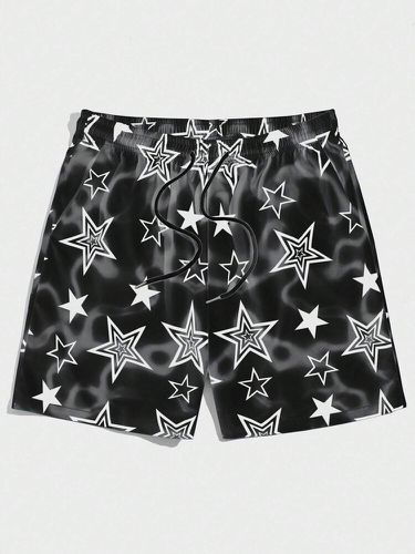 Pantalones cortos informales con estampado de estrellas en la cintura con cordón para hombre - ChArmkpR - Modalova